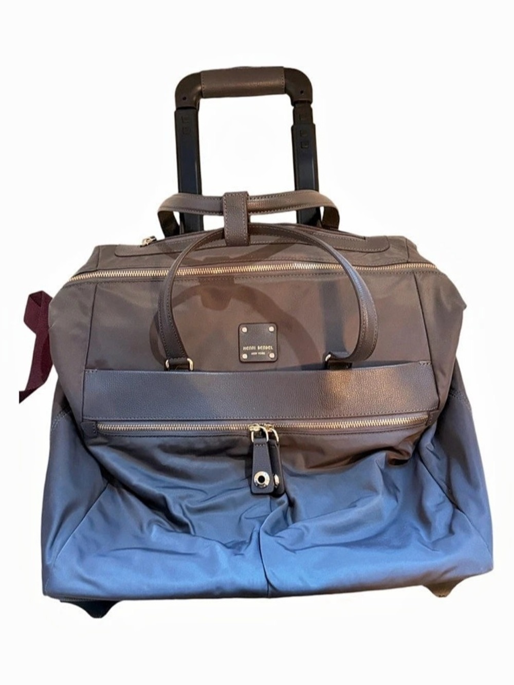 Henri Bendel Jetsetter Wheeled Carry-On Duffel Brown & Blue
